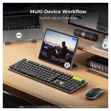 seenda Bluetooth Mechanical Keyboard and Mouse, 3 Device Connection Rechargeable Mouse and Keyboard, Full-Size Wireless Keyboard Mouse Compatible for Windows/Laptop/PC/MacBook/Mac, Black Gray