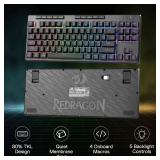 Redragon K516 PRO Shiva TKL RGB Wireless Membrane Gaming Keyboard, 87 Keys Mechanical-Feel Keyboard w/Smooth Linear Switch, On-Board Macro & Multimedia Keys, 16.8M RGB Backlit, Software Supported