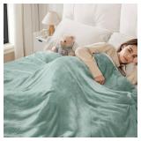 STHYTON Electric Heated Blanket Throw 50x60 - Soft Cozy Flannel & Sherpa Fabric Dual-Sided, 9 Heat Settings & 2-10 Hours Auto Off, Warming Heated Throw for Home Office, Machine Washable, Green