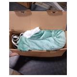 STHYTON Electric Heated Blanket Throw 50x60 - Soft Cozy Flannel & Sherpa Fabric Dual-Sided, 9 Heat Settings & 2-10 Hours Auto Off, Warming Heated Throw for Home Office, Machine Washable, Green