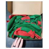Funtery 4 Pcs Women Christmas Elf Costume Elf Accessories Set Including Extra Long Felt Hat Aprons Shoes Striped Stocking(Vivid Style)