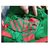 Funtery 4 Pcs Women Christmas Elf Costume Elf Accessories Set Including Extra Long Felt Hat Aprons Shoes Striped Stocking(Vivid Style)
