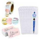 650 Pcs Resealable Pen Packaging Bags with Thank You Cards 50Pcs 500 Thank You for Supporting My Small Business Stickers Pen Bags for Bead Pens Jewelry Food 2.75x8.66inch