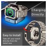 MioHHR Stainless Steel Band and Case Compatible with Apple Watch Band 44mm 42mm (Series 3/2/1), Men Metal Protective Bumper Cover for iWatch Series 6/5/4/3/2/1/SE/SE2/SE3, Titanium Color