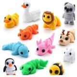 JOYIN 12 Pcs 3D Printed Animals Set, Mini Animals 3D Printed Toys - Cute Articulated Flexible Figurines Fidget Toys for Party Favors Birthday Gifts Desk Pets Office Home Decor
