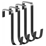 Mars-Rock Over The Door Metal Hooks with Plastic Coating 5.5 Fit 0.5 to 1 3/8 Door 4 Pcs Heavy Duty Single Towel Robe Rack Wreath Bathroom Shower Hanger Shoe Organizer Ironing Board Short Black