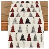 Artoid Mode Xmas Tree Christmas Table Runner, Seasonal Winter Kitchen Dining Table Decoration for Home Party Decor 13x108 Inch