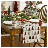 Artoid Mode Xmas Tree Christmas Table Runner, Seasonal Winter Kitchen Dining Table Decoration for Home Party Decor 13x108 Inch