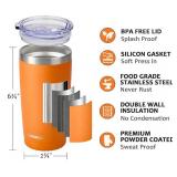 SUNWILL Travel Coffee Tumbler 20 oz, Insulated Mug with Lid, Stainless Steel Cup for Hot and Cold Drinks, Powder Coated Orange