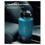 BUZIO 40oz Insulated Water Bottle Fits in Any Car Cup Holders, 40oz Vacuum Insulated Tumbler with Lids and Straw for Water, Travel Mug Cupholder Friendly, Leakproof Keep Cold & Hot, Indigo Crush