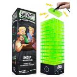 Amped Gamez ShiZap! - Electric Shock Stacking Block Game, Plastic Tumble Tower Blocks, Shocking Tweezers, LED Base That Plays Suspenseful Music, Family Fun Party Games for Teenage Boys, Girls, Adults