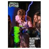 Amped Gamez ShiZap! - Electric Shock Stacking Block Game, Plastic Tumble Tower Blocks, Shocking Tweezers, LED Base That Plays Suspenseful Music, Family Fun Party Games for Teenage Boys, Girls, Adults