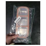 QCQHDU Bento Lunch Box Stainless Steel Snack Containers, Reusable Stainless Steel 3-Compartment Condiment Metal Bento Lunch Box with Lids, Divided Snack Food Storage Lunchable Containers, 1 Pack