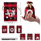 CCINEE 36Pcs Christmas Buffalo Plaid Drawstring Bags Red and Black Plaid Xmas Burlap Bag Reusable Treat Candy Bag Cotton Gift Bags with Drawstrings for Candy Wrapper Christmas Party Favors
