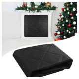 Magnetic Fireplace Cover Blanket Draft Stopper 33*29in Brick Fireplace Screen Insulation Cover Chimney Cold Air Blocker with Strong Magnet Hook-and-Loop Fasteners for Winter Iron Frame Stops Heat Loss