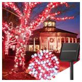Minetom Solar Christmas Lights Outdoor Waterproof, 40FT 100 LED Christma String Lights with 8 Modes, Solar Christmas Outdoor Decoration, String Light for Outside House Tree Yard, Red & Pure White