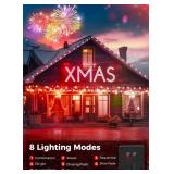 Minetom Solar Christmas Lights Outdoor Waterproof, 40FT 100 LED Christma String Lights with 8 Modes, Solar Christmas Outdoor Decoration, String Light for Outside House Tree Yard, Red & Pure White