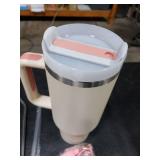 Sanilinwild 40 oz Tumbler Insulated Mug w/Straw & Flip Cap Lids - Cup Holder Bottle with 6 Accessories Set for Hot, Cold Drink - Leak-Proof - Water, Coffee Portable Travel Mug (Pink Gold)