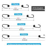 Joneaz Bungee Cords with Hooks Assorted Size White Heavy Duty, Including 12-Inch, 18-Inch, 30-Inch and 42-Inch, Nylon-Fiber and Rubber-Ribbon, UV Resistant
