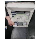 Amazing Baby Swaddle Blanket with Adjustable Wrap, Set of 3, Tiny Anchors, Stripes and Solid, Denim and Gray, Small