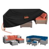 Kovshuiwe Rectangular Patio Heavy Duty Table Cover -Patio Covers for Shade and Rain, 600D Tough Oxford Cloth Waterproof Outdoor Dining Table and Chairs Furniture Cover Size 98 Lx78 Wx32 H