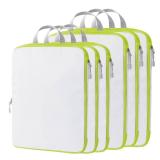 Compression Packing Cubes, 6 Set Packing Cubes for Travel Compression, Lightweight Compressible Package Organizer for Carry On and Suitcases, White and Green