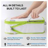 Compression Packing Cubes, 6 Set Packing Cubes for Travel Compression, Lightweight Compressible Package Organizer for Carry On and Suitcases, White and Green