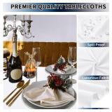 PureFit 6 Pack Rectangle White Table Cloths 60 x 102 Inch for 6Ft Tables, Stain and Wrinkle Resistant Table Linens for Home Use, Wedding, Party, Banquet and Camping