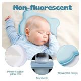 Memory Foam Baby Pillow, Portable Cartoon Bear Soft and Cozy Pillow, Breathable Bedding Set for Infants for Small Boys and Girls,Green