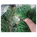 Christmas Garland with Lights,6 Ft Pink Christmas Decor for Mantle Stairs, Winter Flocked Garland with White Flower Christmas Balls Pinecone Feather and Pink Leaves for Indoor Outdoor Decor