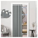 HMYI 100% Blackout Privacy Door Curtain for Doorway, Magnetic Door Curtain for Closet & Hallway, 1 Panel, W45 x L80, Gray