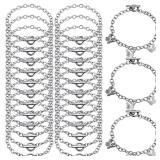 Hicarer 24 Pieces Bracelet Chains Bulk with OT Toggle Clasp Alloy Link Chains DIY Jewelry Making Bracelets for Women DIY Jewelry Crafts Supplies(Silver)
