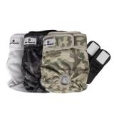 Pet Parents Washable Dog Diapers (3pack) + Extendrs of Durable Doggie Diapers, Premium Dog Diapers Female & Male (Medium, Camo)