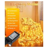 Twinkle Star 2 Pack 100 LED Star String Lights, Plug in Fairy String Lights Waterproof, Extendable for Indoor, Outdoor, Wedding Party, Christmas Tree, New Year, Garden Decoration, Warm White