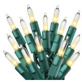 PREXTEX 200 Count Clear Christmas Tree Lights - 40 ft Warm Incandescent String Lights with Green Wire - Indoor and Outdoor Mini Light for Christmas, Holiday Decorations, Trees, Fences, Patios and More