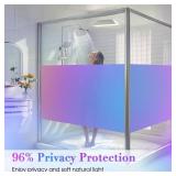 Coavas Stained Glass Window Privacy Film Rainbow Frosted Decorative Static Clings, Opaque Iridescent Prism Window Decals, Sun Blocking Anti-Glare Door Coverings(11.8 x 78.7 Inch, Colorful)