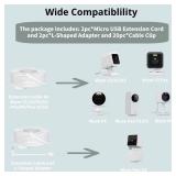 Micro USB Camera Extension Cable for Wyze, [2-Pack, 30ft] Power Extension Cord for Wyze Cam V4,V3,V2,Wyze Cam Pan,YI Home Camera,Nest-Cam Indoor,Oculus Go,Netvue,KasaCam,Furbo Dog,Blink