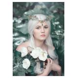 MOSTORY Woodland Elf Flower Crown - Renaissance Forest Fairy Headpiece Floral Headband Elven Leaf Cieclet for Women Renfaire Halloween Cosplay Fantasy Photo Shoot