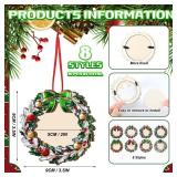 Yalikop 16 Pcs Christmas Photo Frame Ornaments Wooden Nutcrackers Santa Snowman Snowflake Picture Frame Tree Decoration DIY Photo Keepsakes for Xmas Party Decorations Winter Holiday Gift (Wreath)