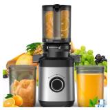 Juicer Machines, 100 Watts Cold Press Juicer with Wide Chute, Slow Masticating Juicers, High Juice Yield for Leafy Greens, Fruits & Vegetables, Easy to Clean