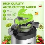 Juicer Machines, 100 Watts Cold Press Juicer with Wide Chute, Slow Masticating Juicers, High Juice Yield for Leafy Greens, Fruits & Vegetables, Easy to Clean