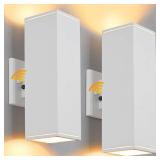 YOFOVI Dusk to Dawn Outdoor Light Fixture, 2 Pack Waterproof Outdoor Wall Lights, Modern Sensor Ootdoor Porch Light Exterior Lighting Fixture, White