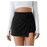COCCKO Winter Skirts for Women 2025 Corduroy y2k Basic Skirt with Shorts Underneath Black Medium