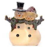 VP Home Christmas Snowman Couple Decor - LED Lighted Figurines, Indoor Glowing Holiday Decorations, Festive Fiber Optic Resin Snowman Light Up