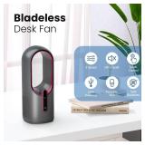 KONSIDEN Desk Fan Bladeless, 11.8 Inch Office Fan Small, Quiet, 3 Speed Adjustment, Touch Control, Easy to Clean, Desk Fans Small Quiet, Ideal for Office, Living Room, Bedroom