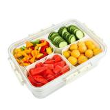 accep Snack Box Container,Divided Serving Rray with Lid,4 Compartment Snack Containers for Adults,Bento Box Adult Snackle Box Charcuterie Container for Candy,Fruits,Veggie,Perfect for Travel & Picnic 