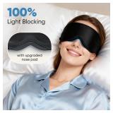 Weighted Eye Mask for Sleeping - Sleep Mask for Women & Men, Blackout 3D Contoured Sleeping Mask for Side Sleeper, Zero Pressure Soft Night Eye Cover with Adjustable Strap for Travel, Black
