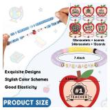 Landical 36 Pcs 18 or 36 Pcs Christmas Teacher Bracelets Appreciation Gifts and Thank You Cards Women Teacher Thanksgiving Elastic Clay Bracelet for Valentines Birthday Party Supplies