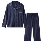 BAMBOO COOL Mens Pajama Set Bamboo Viscose Cotton Soft Lightweight Loungewear Sleepwear Long Sleeve and Pants with Pockets Medium