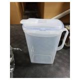 LocknLock Aqua Fridge Door Water Jug with Handle BPA Free Plastic Pitcher with Flip Top Lid Perfect for Making Teas and Juices, 2 Quarts, Clear
